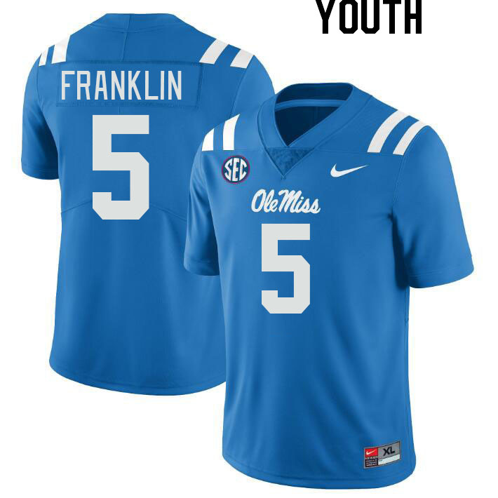 Youth #5 Zakhari Franklin Ole Miss Rebels College Football Jerseyes Stitched Sale-Powder Blue